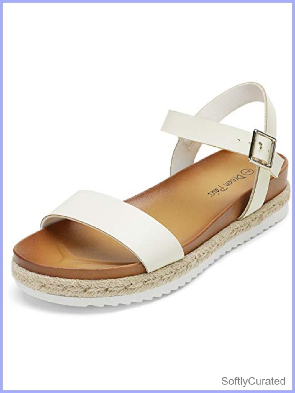 Platform Espadrille Ankle Strap Sandals Faux Leather Cushioned Casual